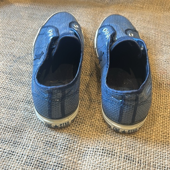 Converse All Star Blue Sequin low Top Sneaker tennis shoes size 8.5 - Picture 3 of 11